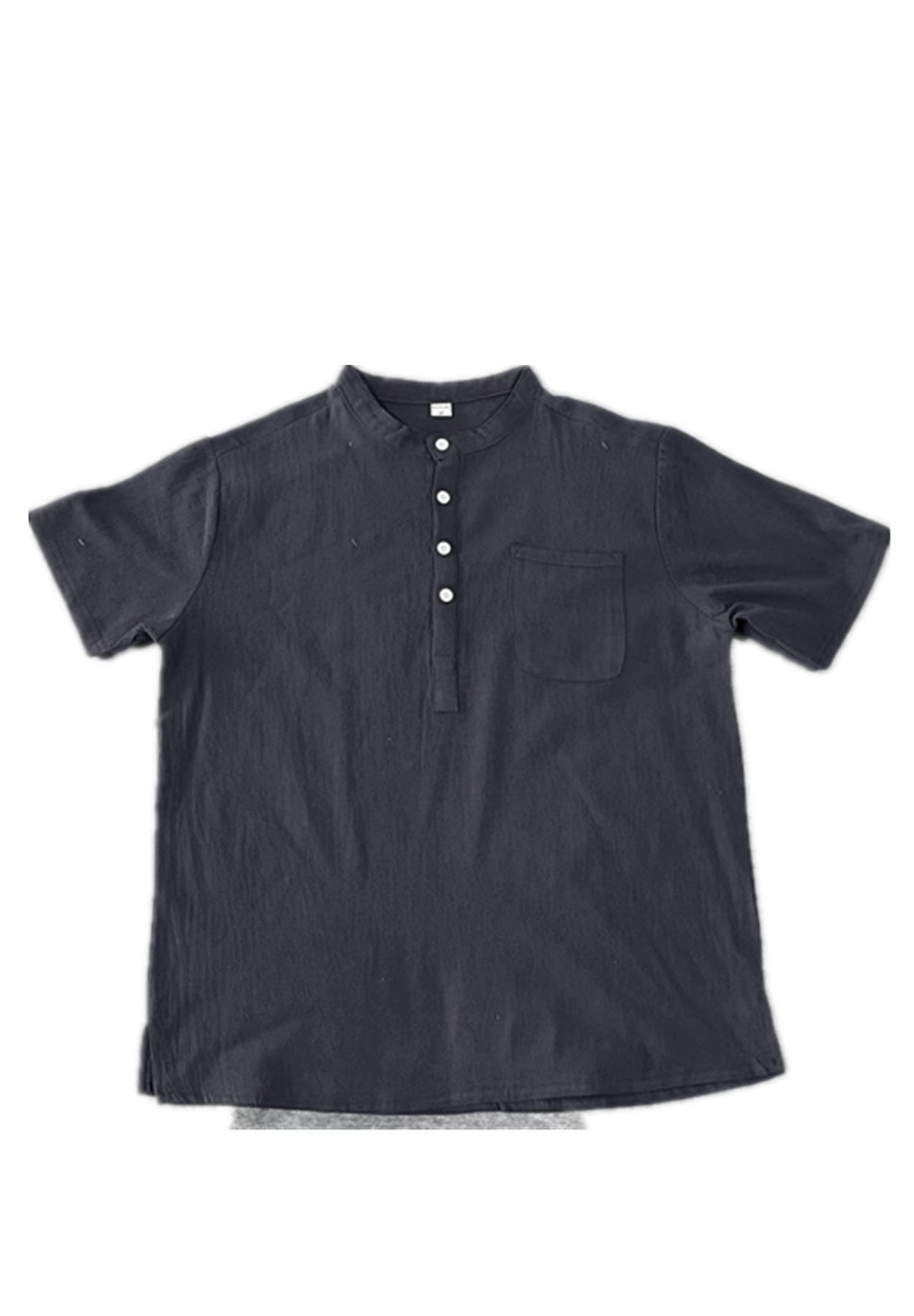 Men's Streetwear Loose-Fit Short-Sleeve T-Shirt with Half-Open Collar