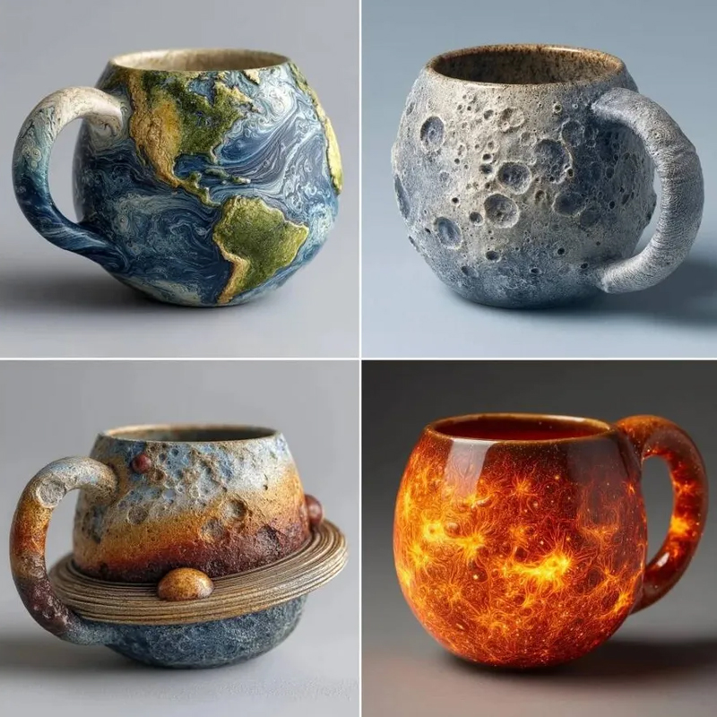 😊Yooshoverk Coffee Mug Planetary Space-Themed Ceramic Durable Novelty Cup for Astronomy Lovers Home Office Cosmic Gift