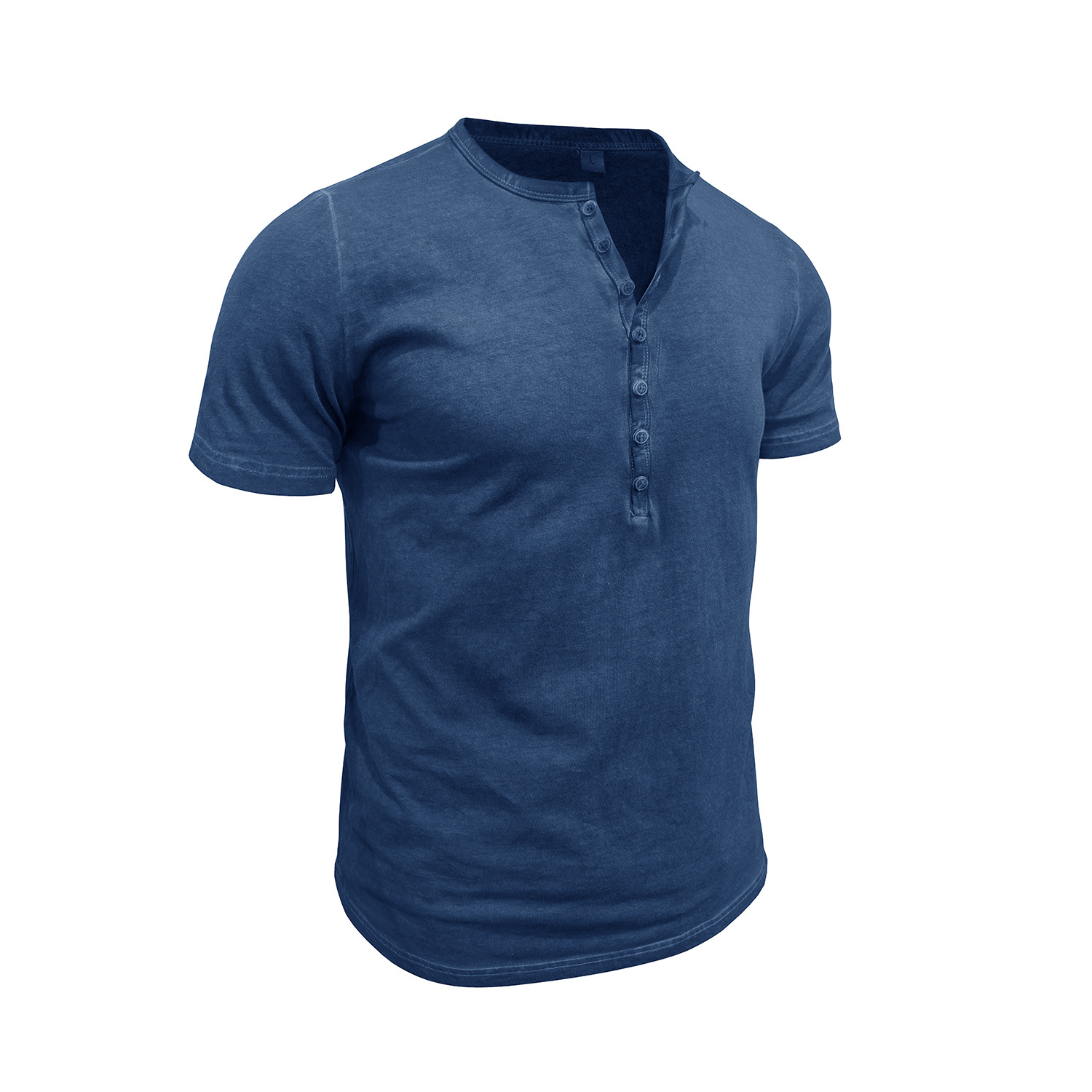 Vintage crew neck henley summer base layer outdoor short-sleeve T-shirt