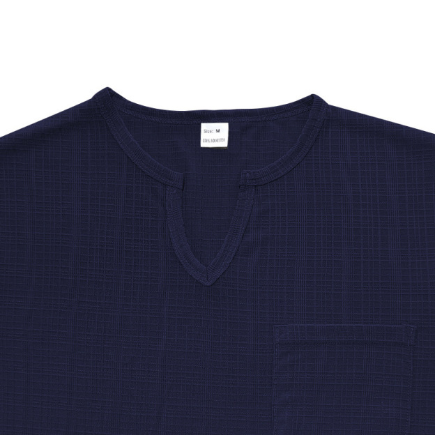 Linen-look Slubbed Loose-fit Breathable Sports Casual V-neck Short-sleeved Top