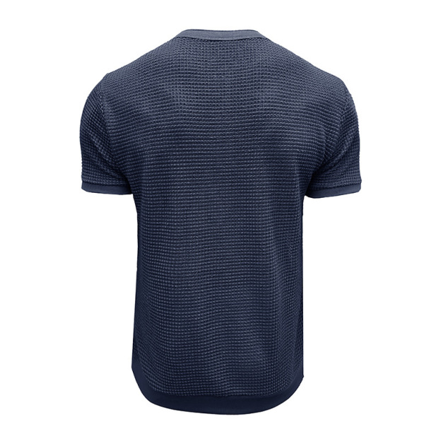 Men's Short-Sleeved Textured Knit Henley T-Shirt Pullover
