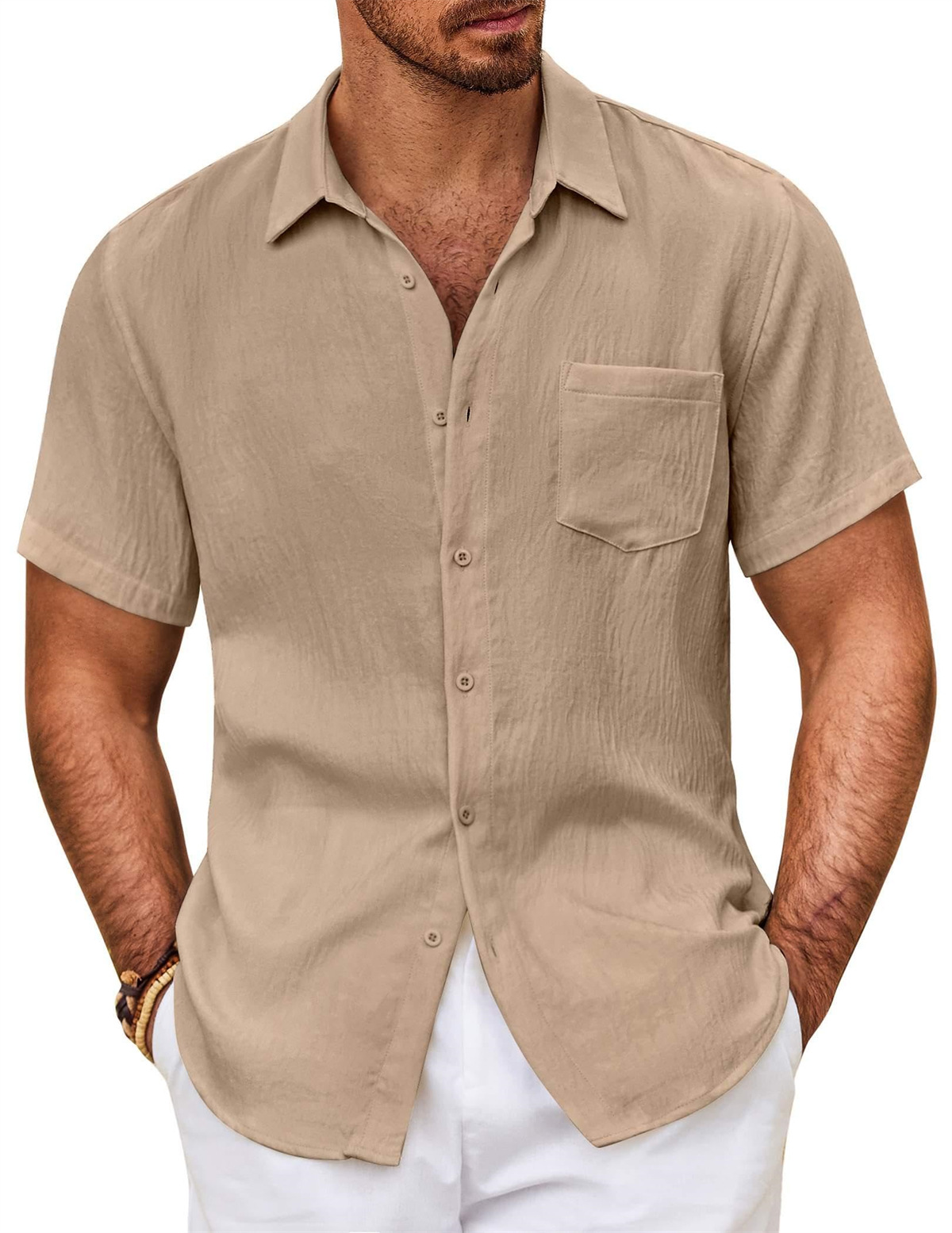 Men's Summer Button-Down Short Sleeve Shirt