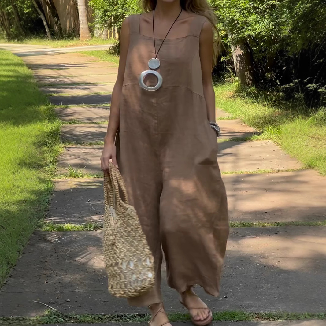 2025 new women's cotton and linen casual overalls