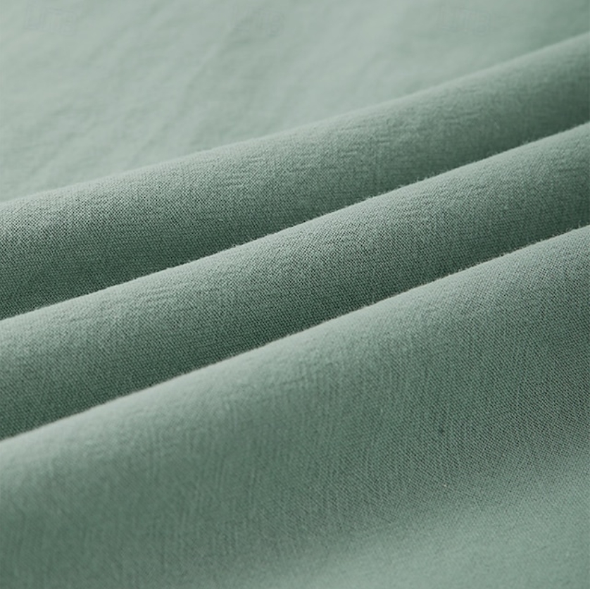 Men's linen summer beach solid-color lapel daily pocket shirt