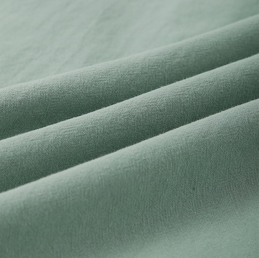 Men's linen summer beach solid-color lapel daily pocket shirt