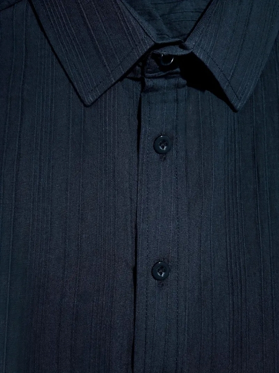 Men's casual cotton striped jacquard beach short-sleeve shirt