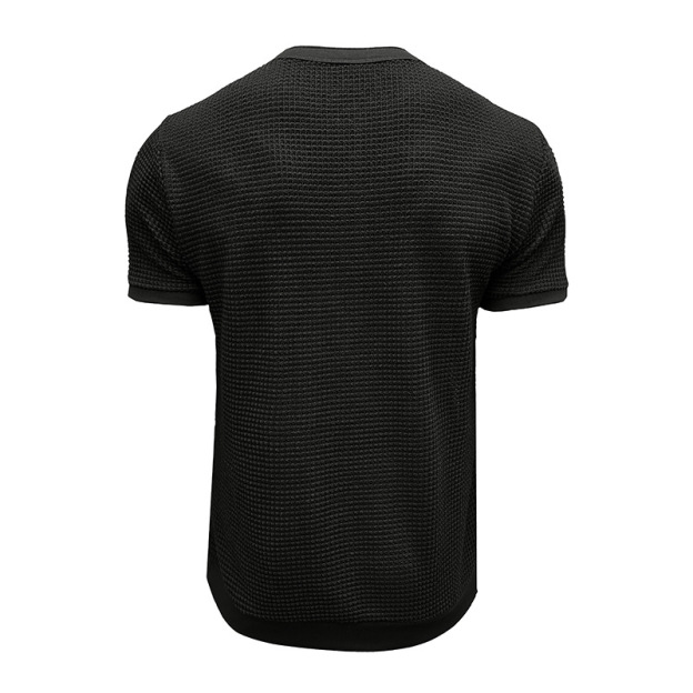 Men's Short-Sleeved Textured Knit Henley T-Shirt Pullover