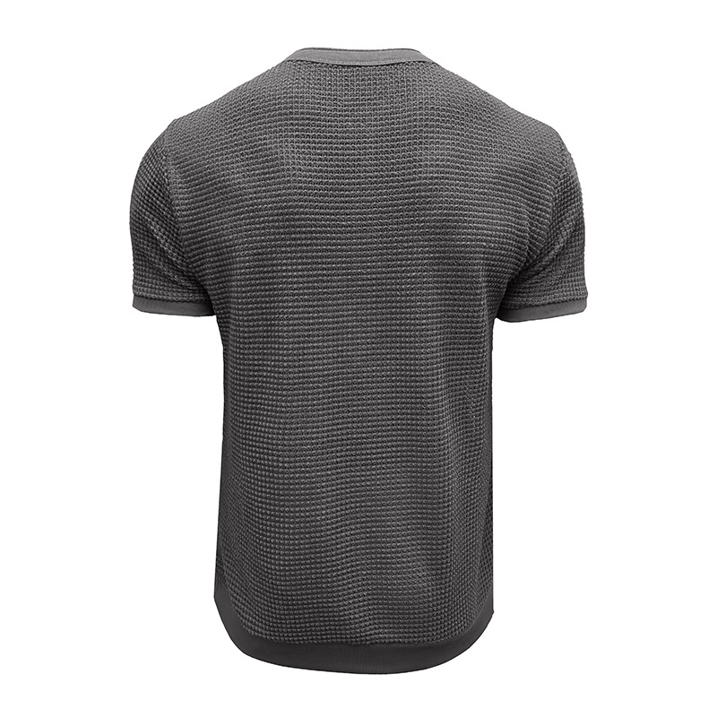 Men's Short-Sleeved Textured Knit Henley T-Shirt Pullover