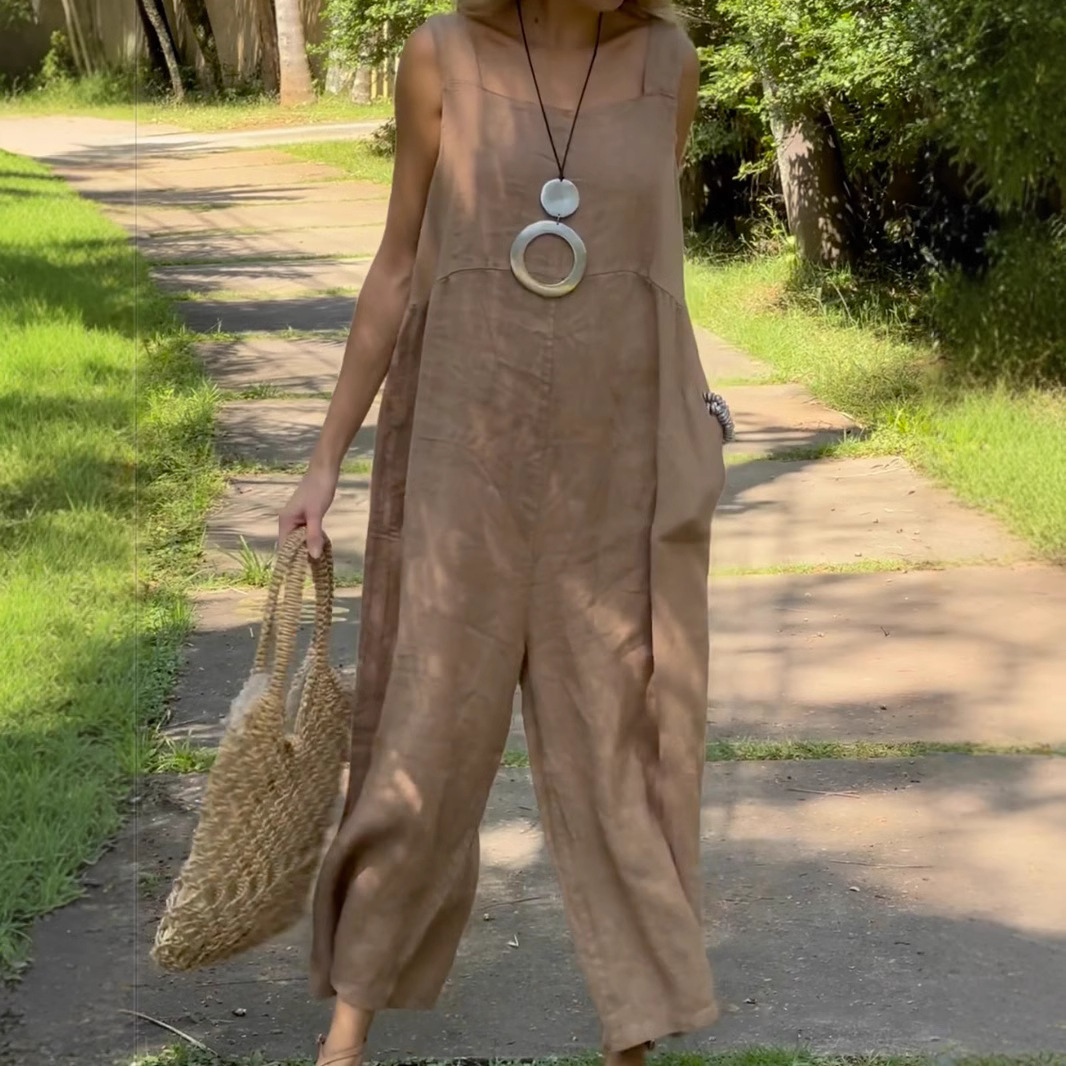 2025 new women's cotton and linen casual overalls
