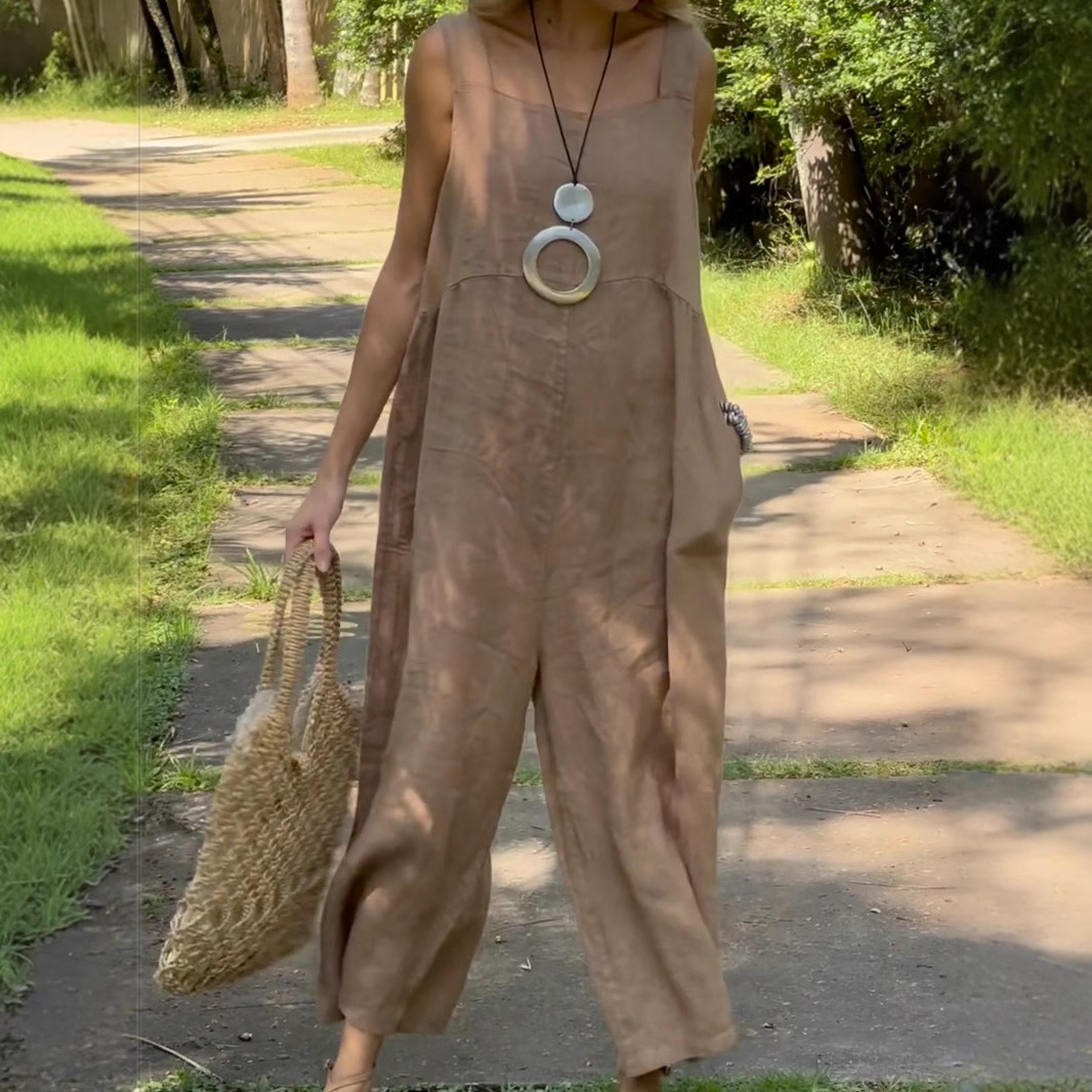 2025 new women's cotton and linen casual overalls