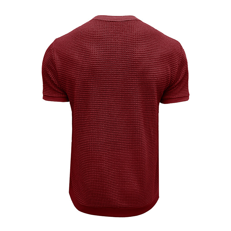 Men's Short-Sleeved Textured Knit Henley T-Shirt Pullover