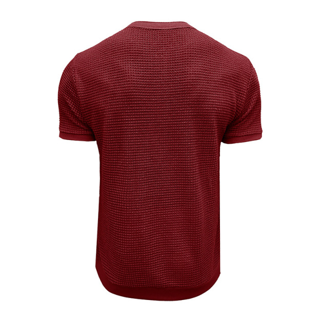 Men's Short-Sleeved Textured Knit Henley T-Shirt Pullover