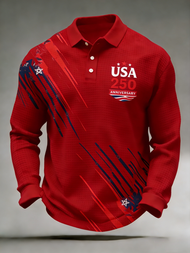 Men's 250th Anniversary Printed Casual Polo Shirt