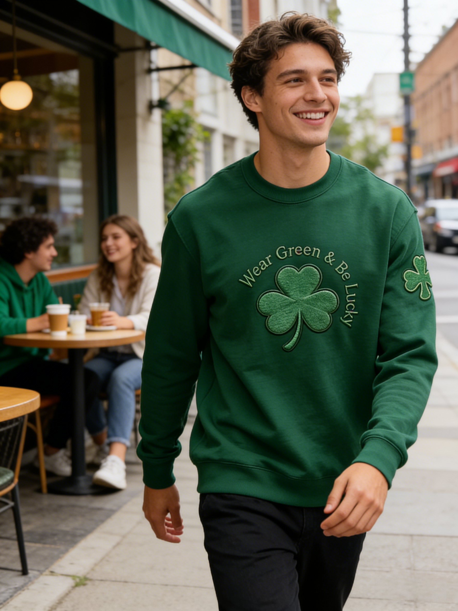 Men's St. Patrick's Day Wear Green & Be Lucky Printed Casual Top