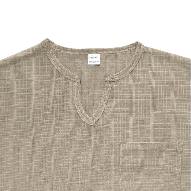 Linen-look Slubbed Loose-fit Breathable Sports Casual V-neck Short-sleeved Top