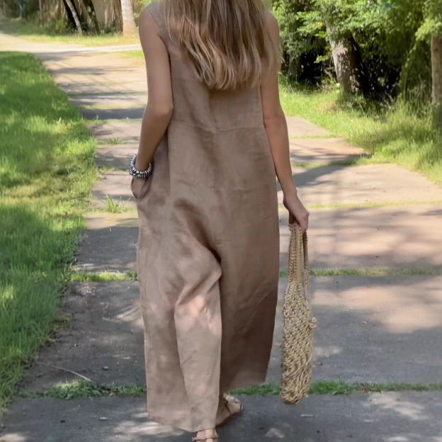 2025 new women's cotton and linen casual overalls