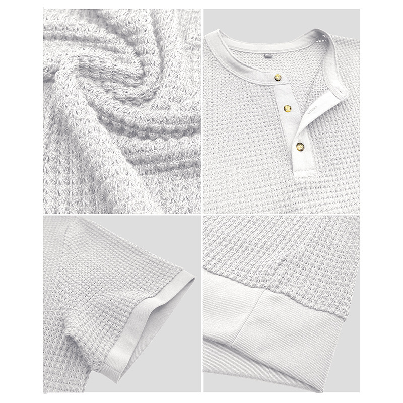 Men's Short-Sleeved Textured Knit Henley T-Shirt Pullover