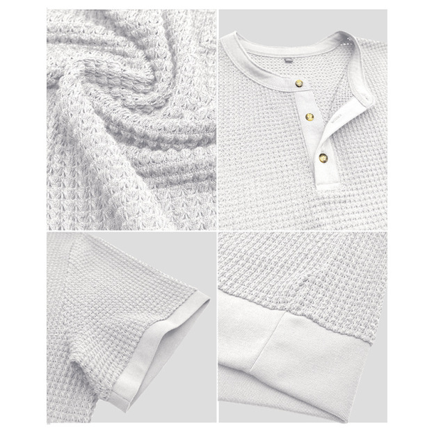 Men's Short-Sleeved Textured Knit Henley T-Shirt Pullover