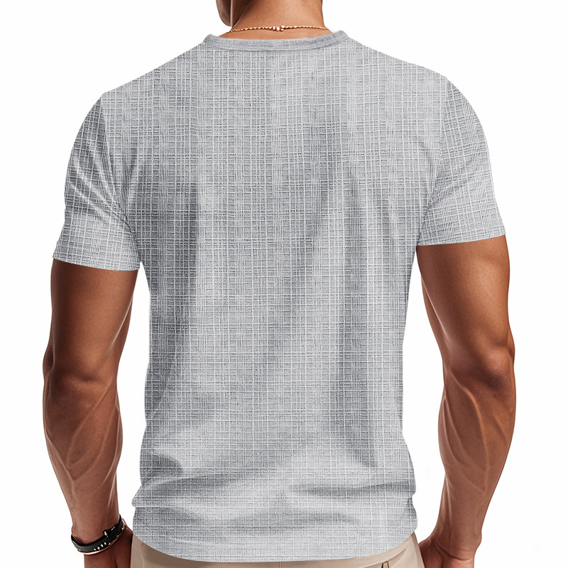 Linen-look Slubbed Loose-fit Breathable Sports Casual V-neck Short-sleeved Top