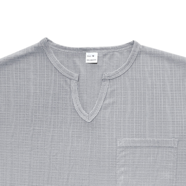 Linen-look Slubbed Loose-fit Breathable Sports Casual V-neck Short-sleeved Top