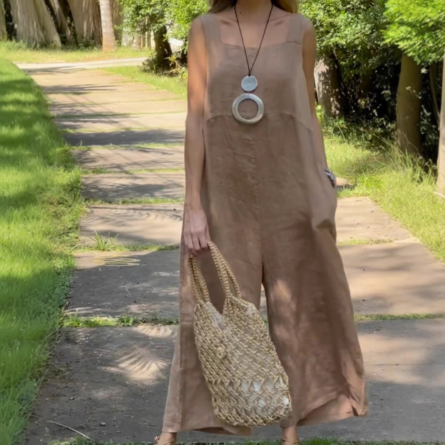 2025 new women's cotton and linen casual overalls