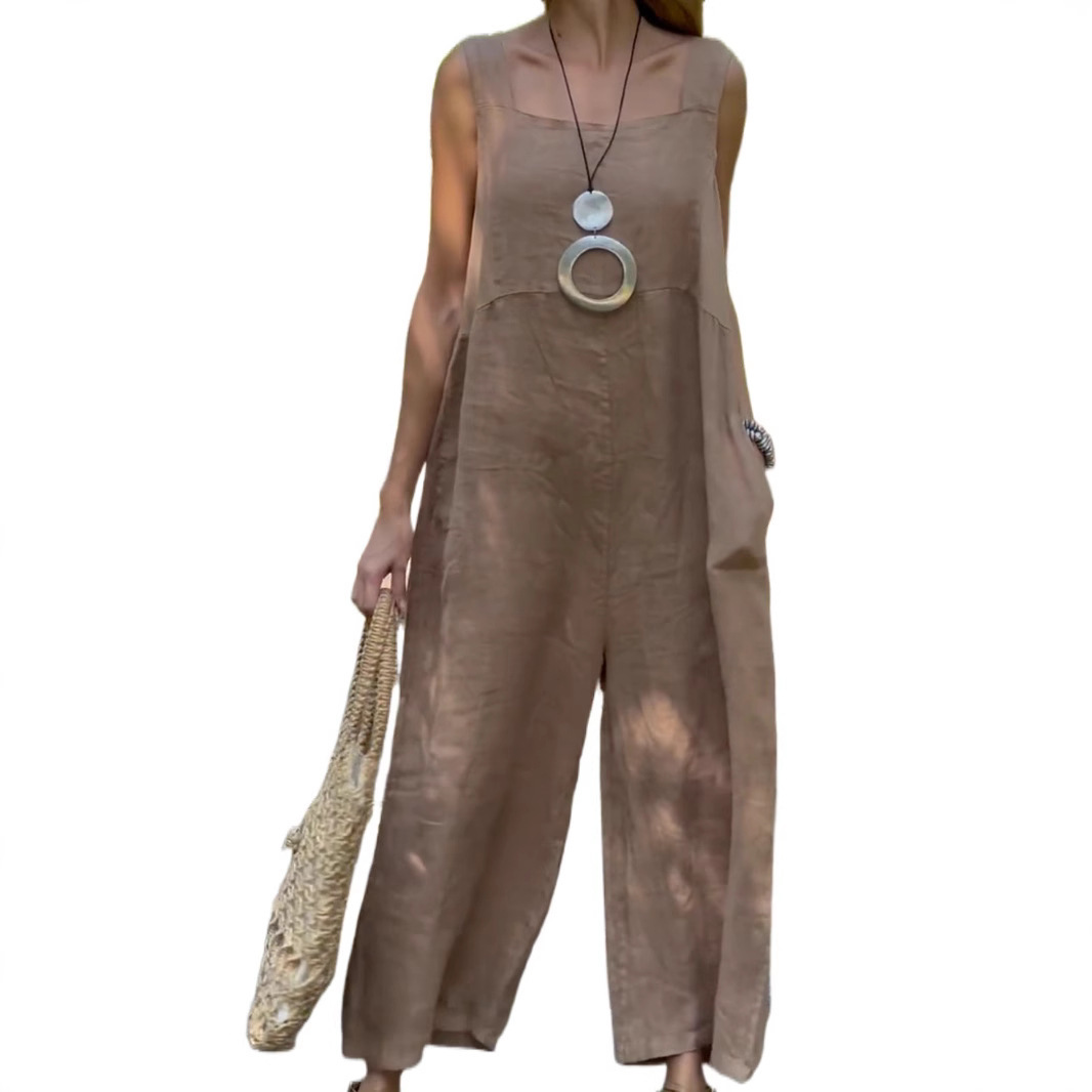 2025 new women's cotton and linen casual overalls