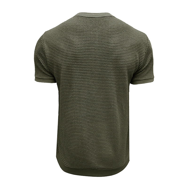 Men's Short-Sleeved Textured Knit Henley T-Shirt Pullover