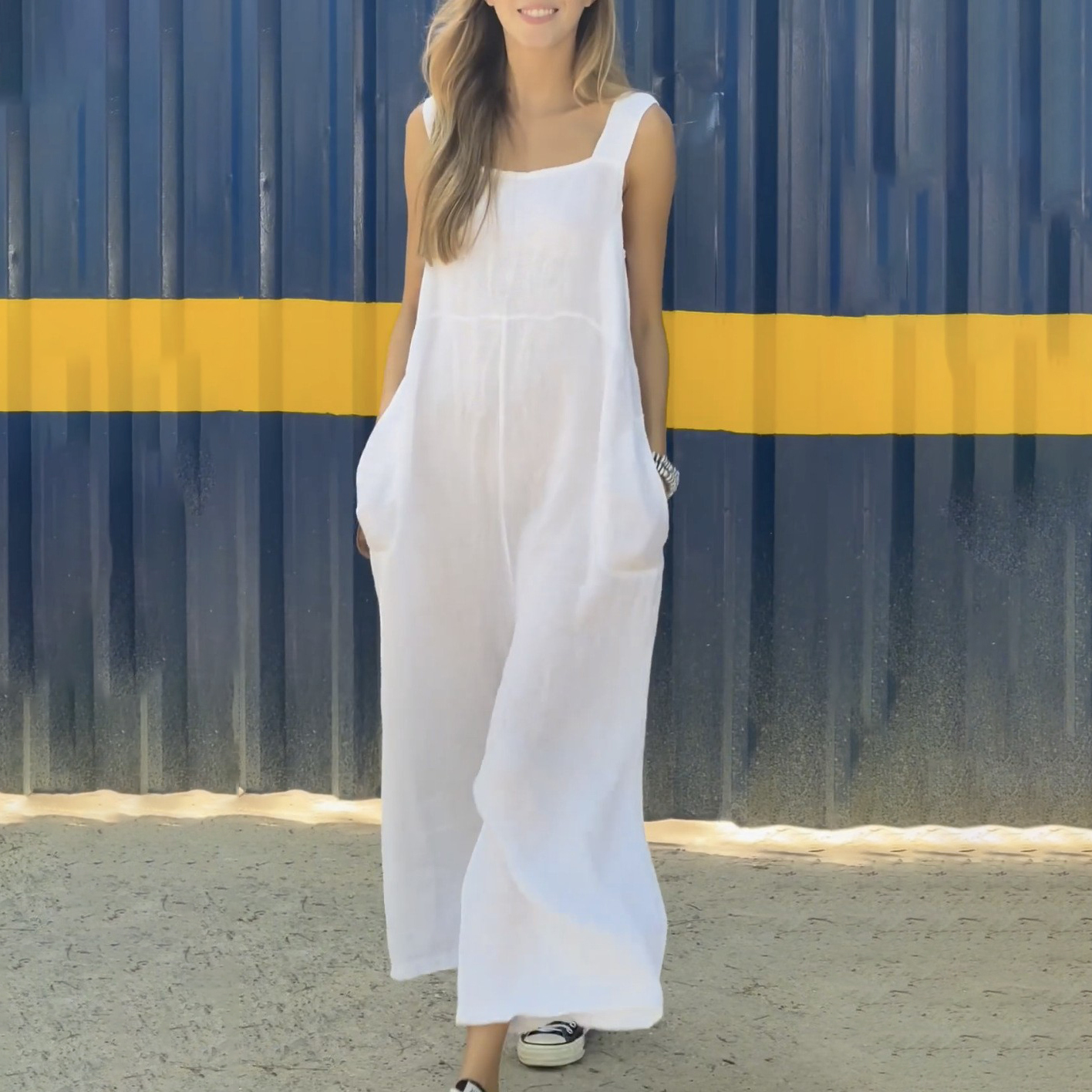 2025 new women's cotton and linen casual overalls