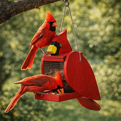 🐦Cardinal Wooden Bird Feeder