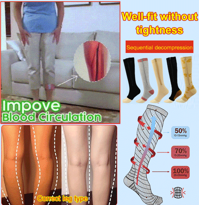 Vinous Compression Elastic Zipper Stockings