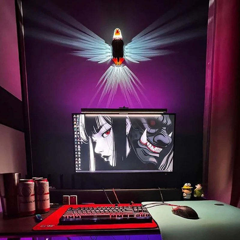 😊Bald Eagle Projection Wall Lamp LED Bedside Night Light, Creative Wall Mounted Home Decor Light