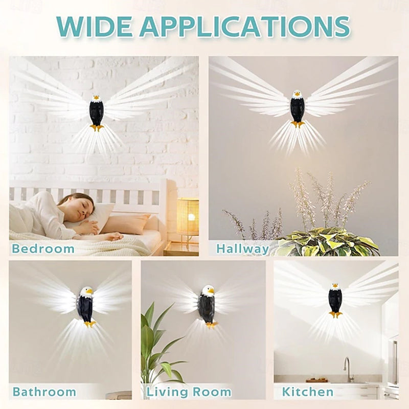😊Bald Eagle Projection Wall Lamp LED Bedside Night Light, Creative Wall Mounted Home Decor Light