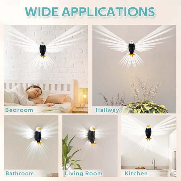 😊Bald Eagle Projection Wall Lamp LED Bedside Night Light, Creative Wall Mounted Home Decor Light
