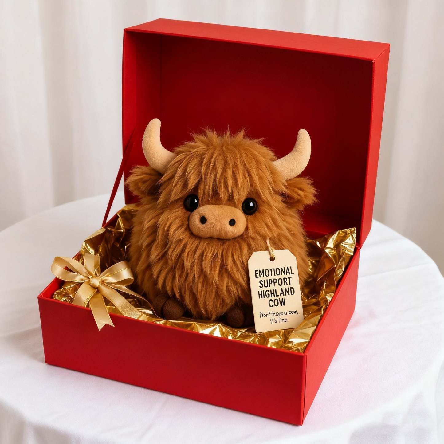 Plush Highland Cow for emotional support 🎉