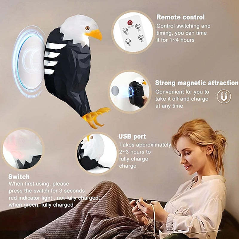 😊Bald Eagle Projection Wall Lamp LED Bedside Night Light, Creative Wall Mounted Home Decor Light
