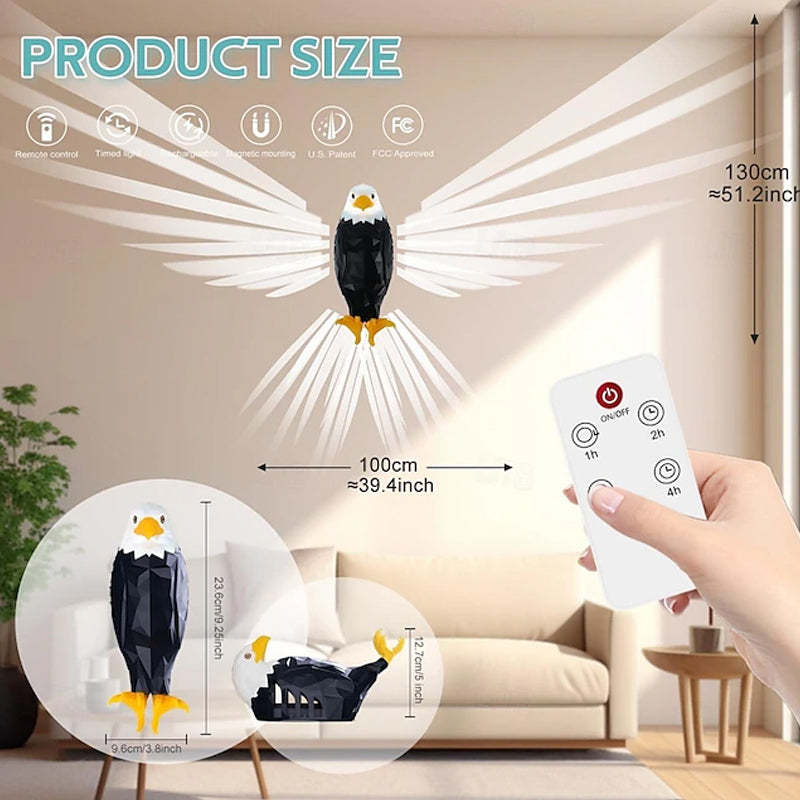 😊Bald Eagle Projection Wall Lamp LED Bedside Night Light, Creative Wall Mounted Home Decor Light