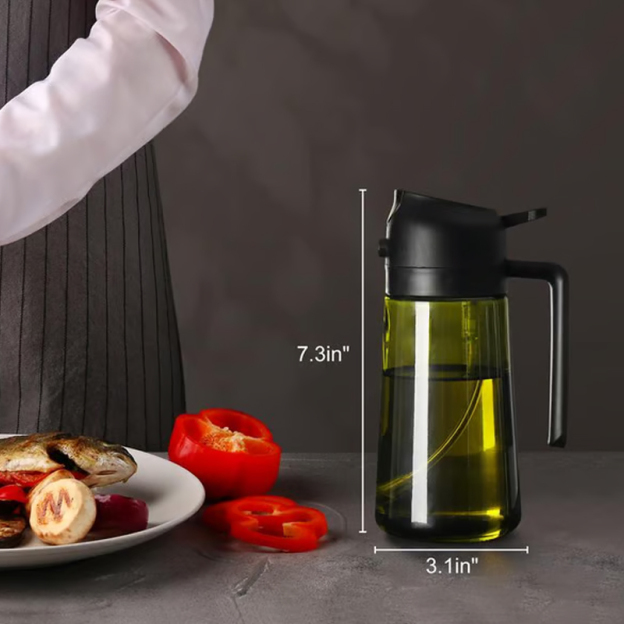 🎁💕2 in 1 Glass Oil Sprayer & Dispenser🔥