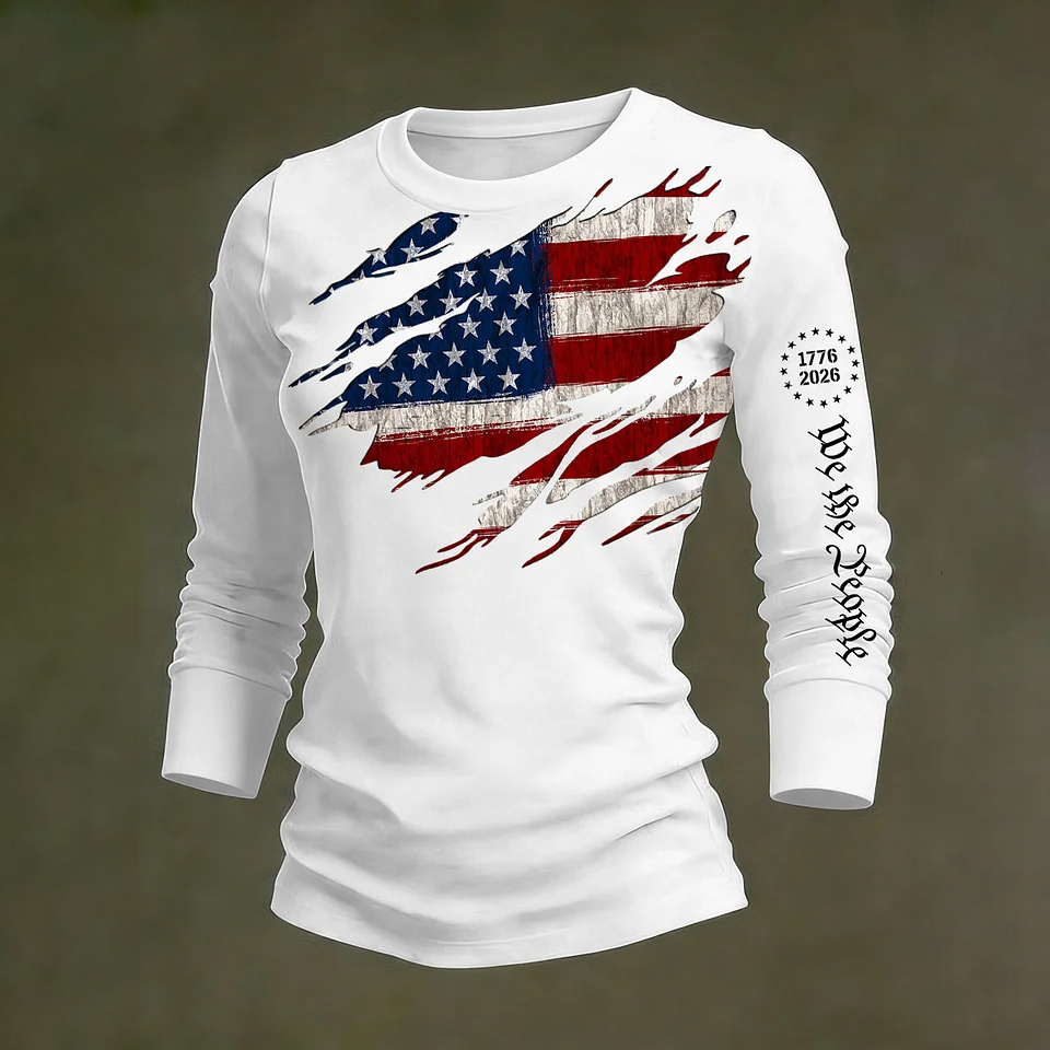Women's 250th Anniversary National Flag Print Casual Long-Sleeved T-Shirt