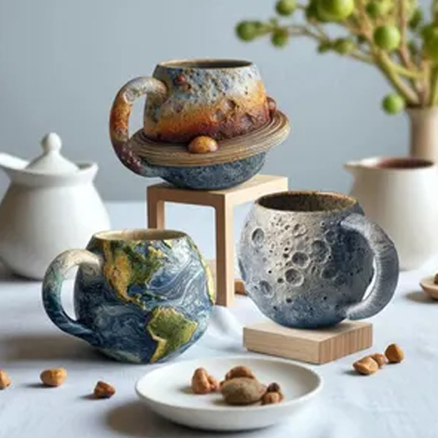 😊Yooshoverk Coffee Mug Planetary Space-Themed Ceramic Durable Novelty Cup for Astronomy Lovers Home Office Cosmic Gift