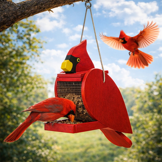 🐦Cardinal Wooden Bird Feeder