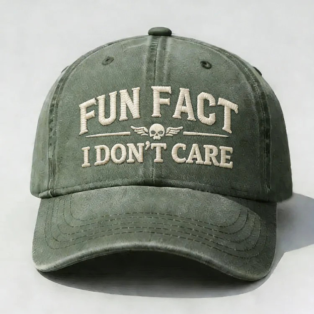 Fun Fact I Don't Care Embroidery Cap