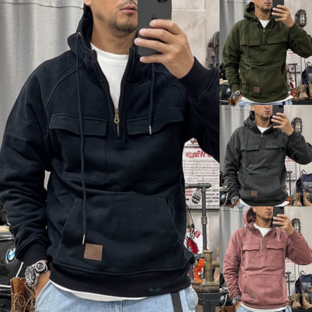 Last day - 50% off - Men's half-zip hooded sweatshirt