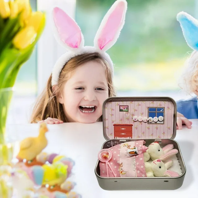 Little Pocket Bunny Decorative Boxes, Easter Basket Stuffer, Easter Gifts for Kids, DIY Pet Bunny Adoption, Easters Baskets Decorative Boxes