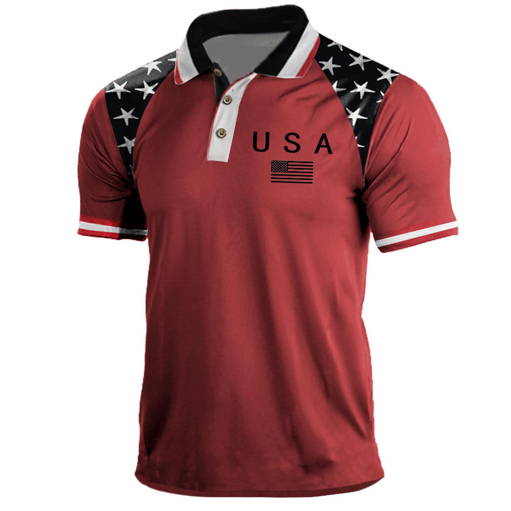 ⚡US 250th Anniversary Print Men's Polo Shirt