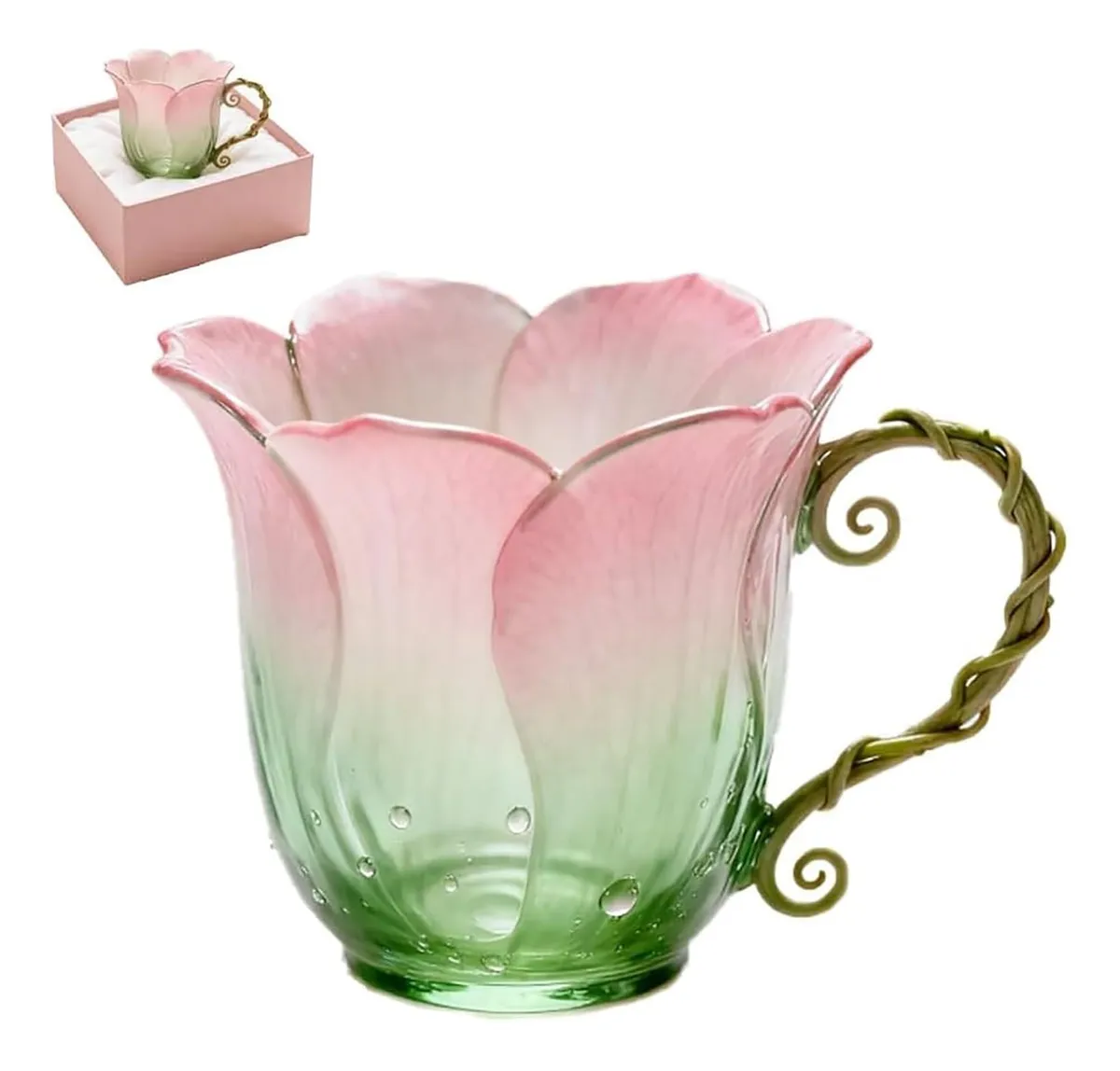 Handcrafted Petal Cup with Vine Handle