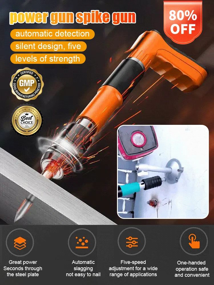 Concrete Nail Gun Kit with 100pcs Nails 5 Speed Adjustable Mini Manual Nail Gun Woodworking Decoration Nailer Gun Nail Gun for Concrete Built-in Air Nailer for Red Brick Walls Concrete Walls