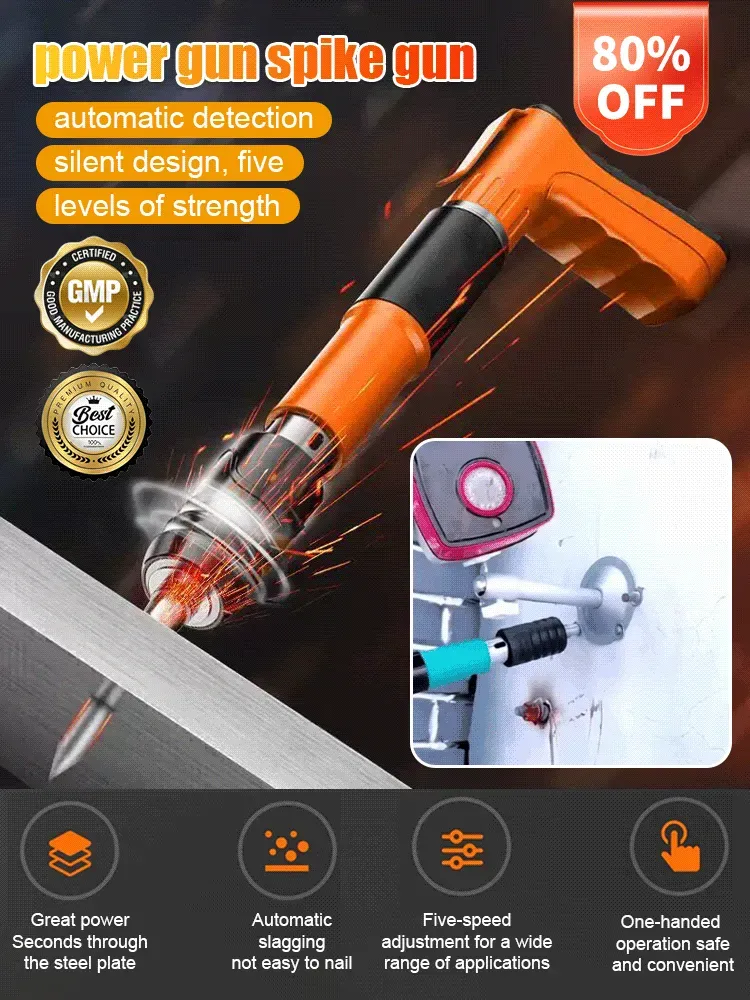 Concrete Nail Gun Kit with 100pcs Nails 5 Speed Adjustable Mini Manual Nail Gun Woodworking Decoration Nailer Gun Nail Gun for Concrete Built-in Air Nailer for Red Brick Walls Concrete Walls