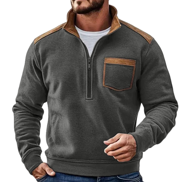 🔥BUY 2  FREE SHIPPING - Retro Half-Zip Fleece Sweatshirt European Style Thick Warm Pullover