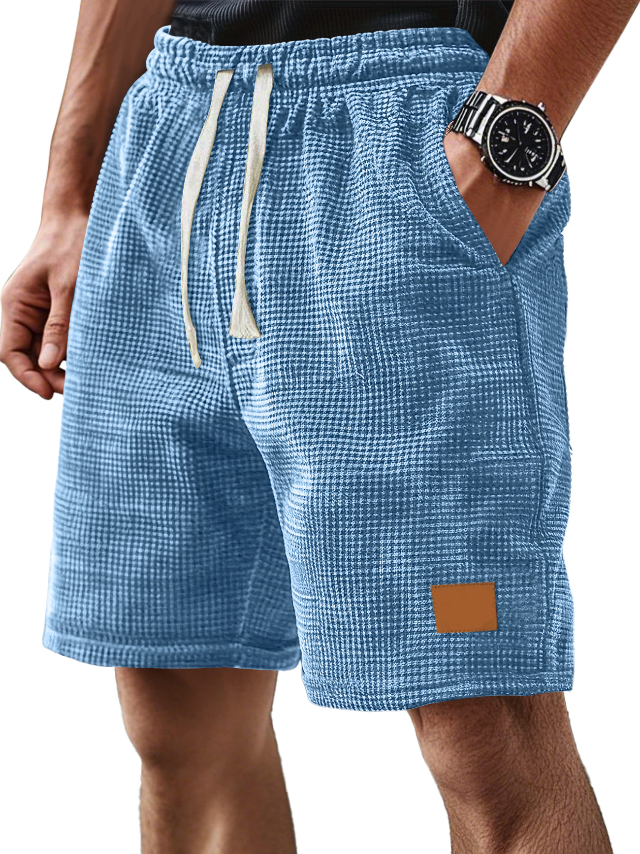 Men's Everyday Corduroy Waffle Casual Loose Drawstring Comfort Shorts