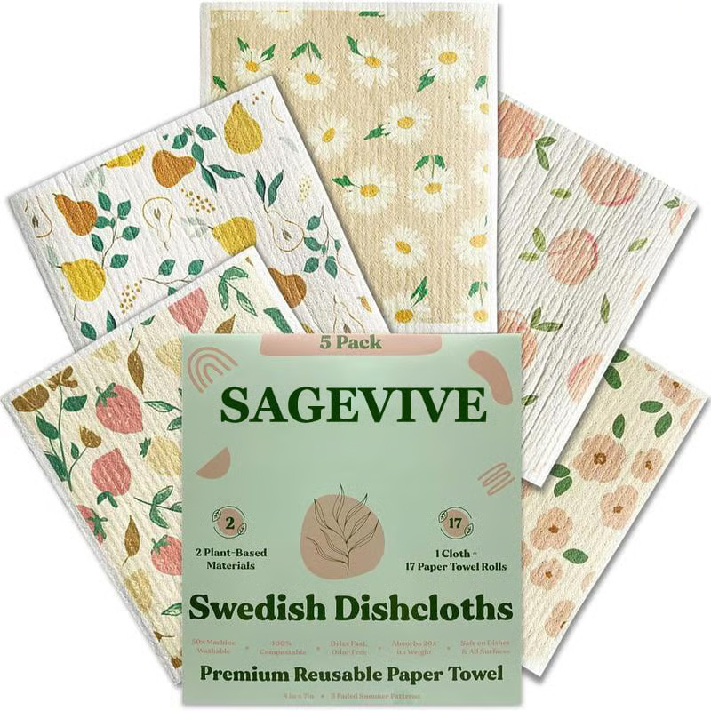 Swedish Dishcloths for Kitchen & Cleaning | 5 Pack